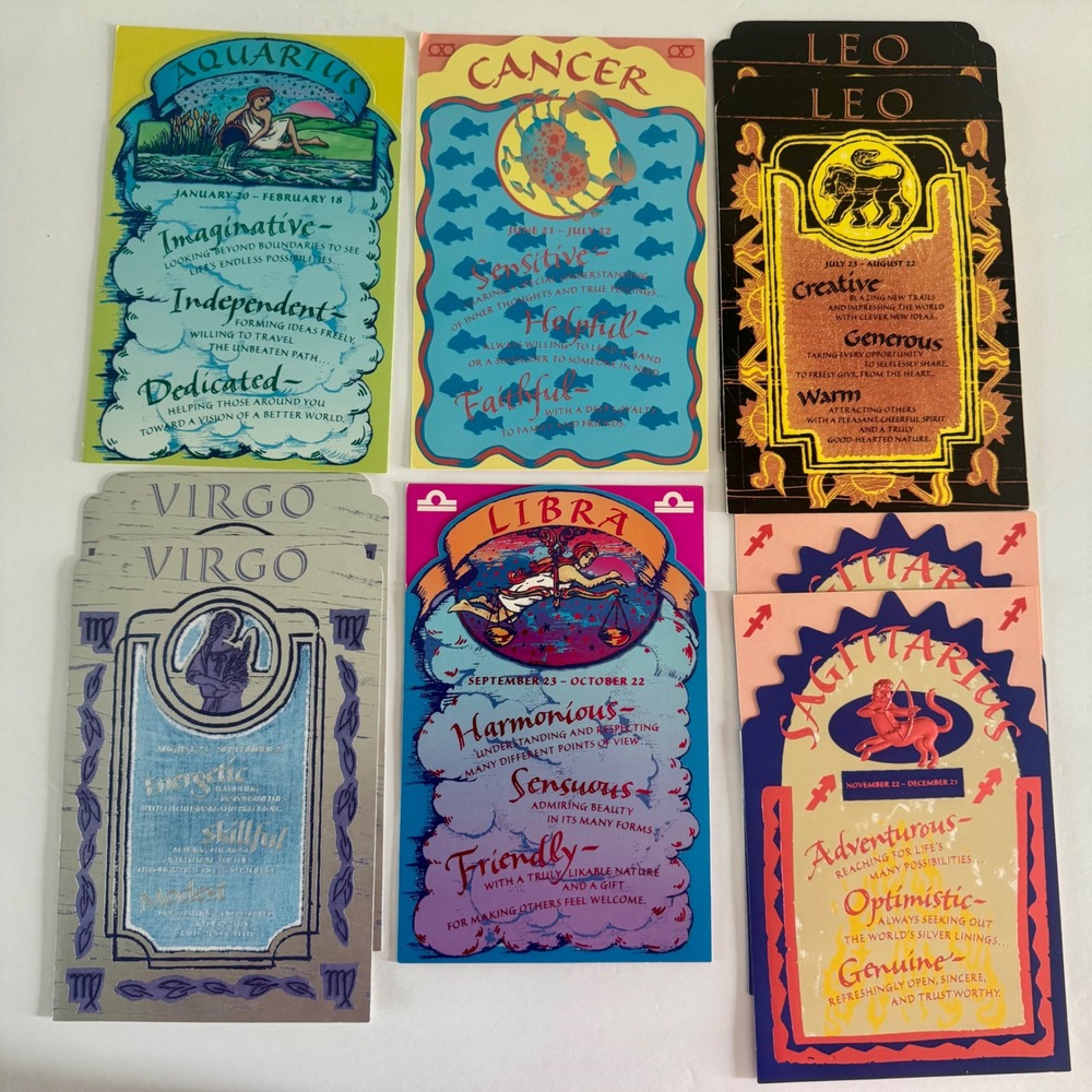 Vintage American Greetings Zodiac Birthday Card Lot of 9 Forget Me Not Astrology